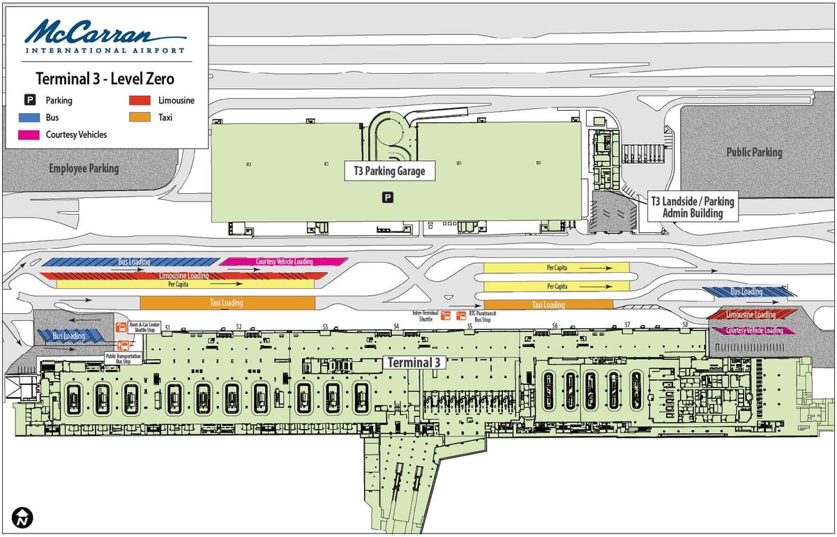 Las Vegas airport mapu terminálu 3