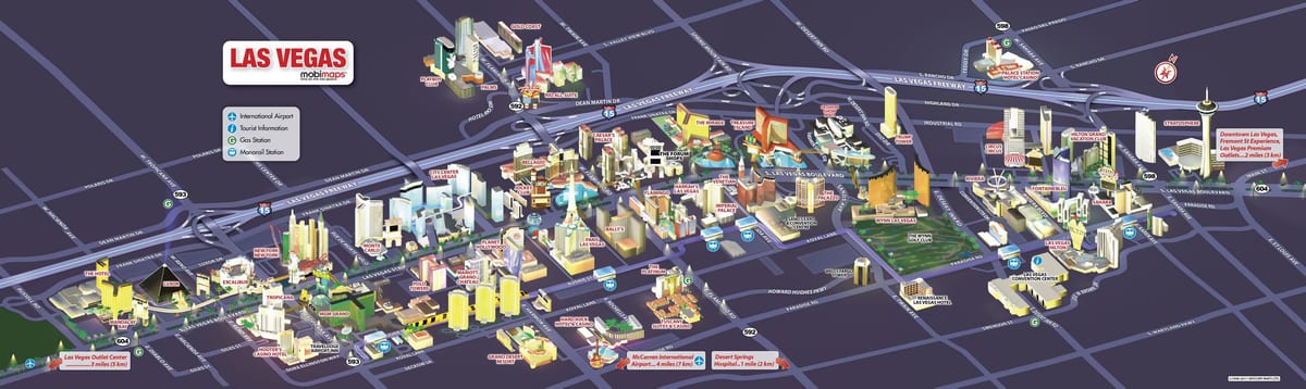 mapa kasína v Las Vegas strip